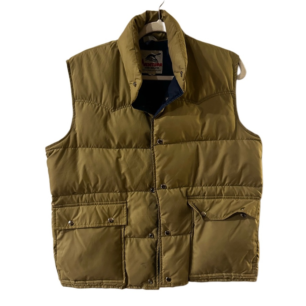 Vintage down vest, tan size medium cozy